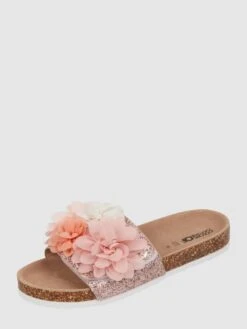 Colors Of California Pantolette Mit Blüten-Applikationen - Hellrosa
