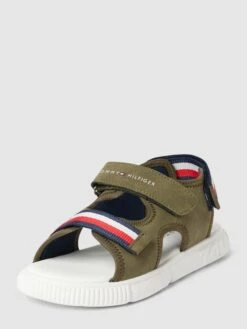 T.Hilfiger Kids Shoes Sandalen Mit Label-Details Modell 'STRIPES VELCRO SANDAL MIL' - Khaki