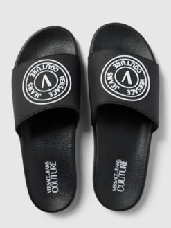 Versace Jeans Couture Slides Mit Label-Detail Modell 'FONDO' - Schwarz -Geox Verkaufsgeschäft 857j0jae74okegphad432dhn9p2kmhqla4p48jag98qk6lhl8db48gq56d448j1p8d9kajak8sr54ji19co3acr3clgm4e1g68o6copkcgq36e9nchj3adhi69ijid9nc8rjip0