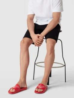 Emporio Armani Slides Mit Label-Print Modell 'Eagle' - Rot