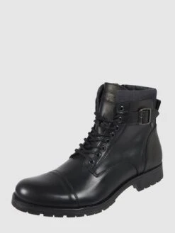 Jack & Jones Boots Aus Leder Modell 'Walbany' - Schwarz