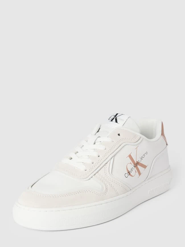 Calvin Klein Jeans Sneaker Aus Leder-Mix Mit Label-Print - Beige 3 Calvin Klein Jeans Sneaker Aus Leder-Mix Mit Label-Print - Beige