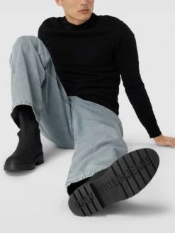 Calvin Klein Jeans Chelsea Boots Aus Leder Mit Label-Detail Modell 'COMBAT HIGH' - Schwarz